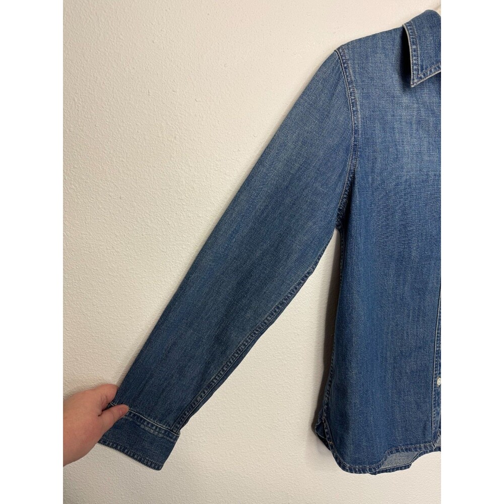 Madewell XS Tuckable Denim Shirt in Greendale Wash Cotton Button Up Blue NWT - Picture 7 of 14